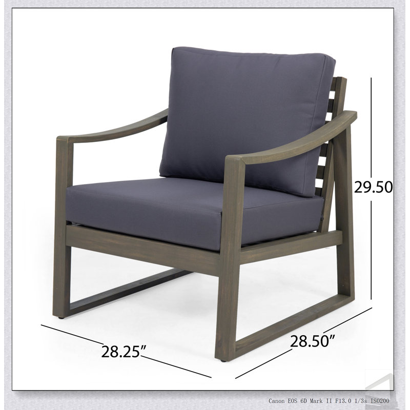 Fauteuil club d'extérieur en bois d'acacia avec coussins résistants à l'eau SAMWELL, durable et élégant pour le patio et le jardin