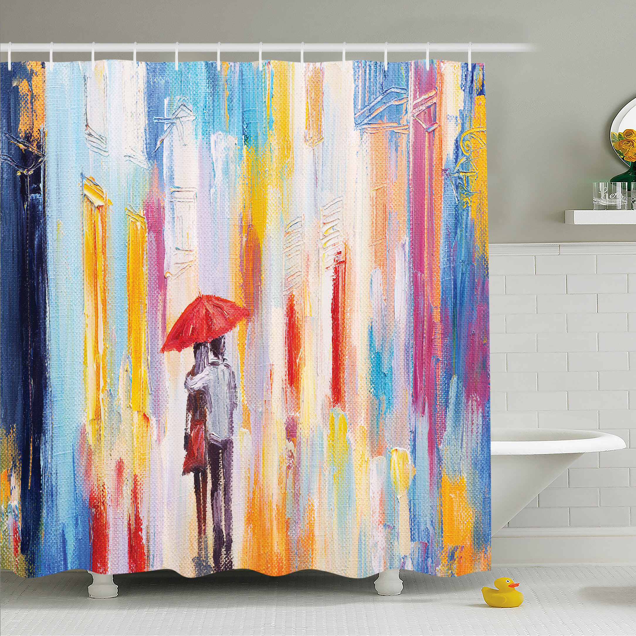 Peacock Shower Curtain Set + Hooks East Urban Home Size: 69 H x 105 W