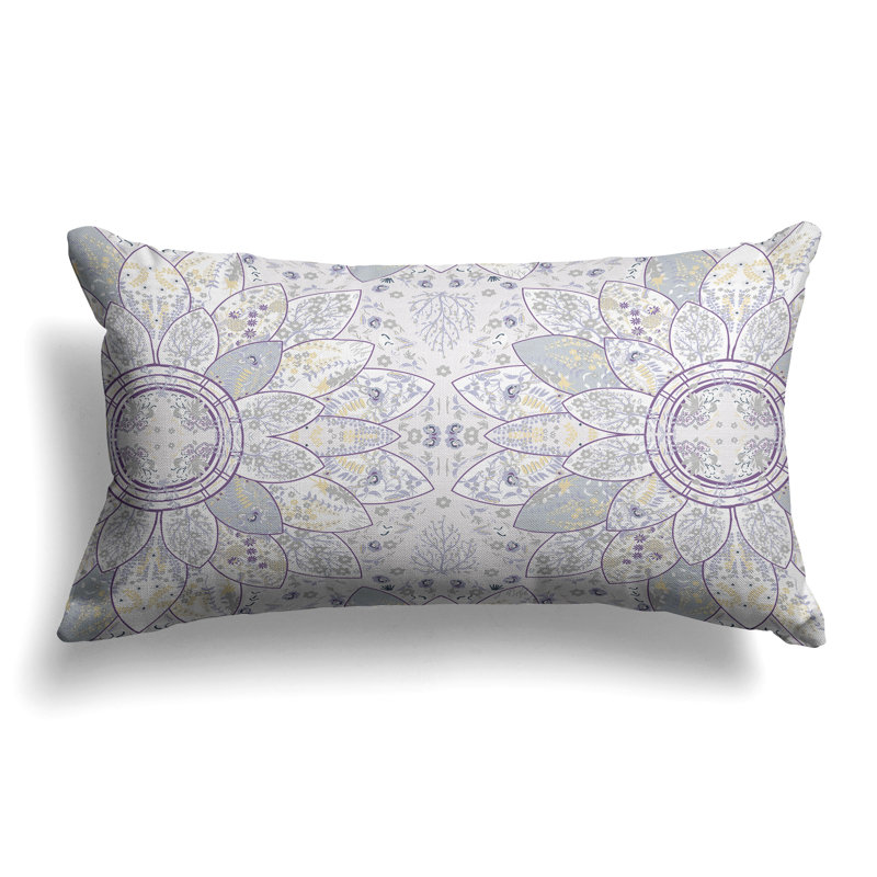 Floral Viceroy  Rectangular Throw Pillow, Purple/Gray