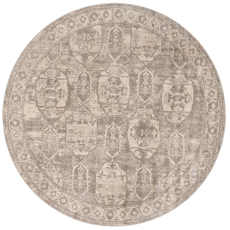 Gause Moroccan Area Rug, Round 5'2", Gray