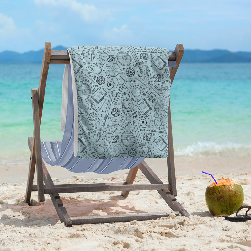 Katelyn Elizabeth Cotton Blend Beach Towel, Blue/Black