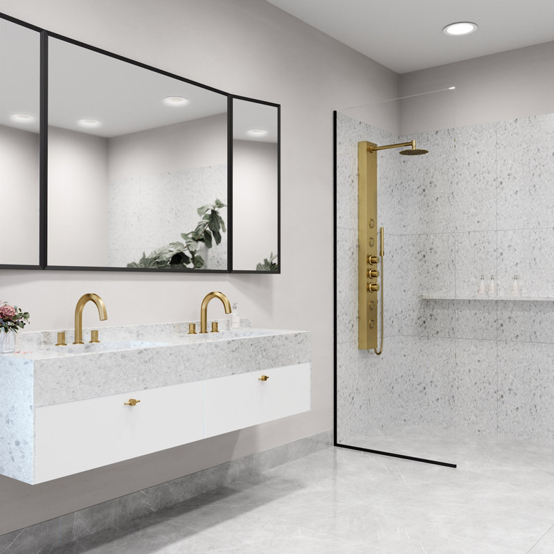 Panneau de douche 59 "avec tête fixe Ellington, Or mat