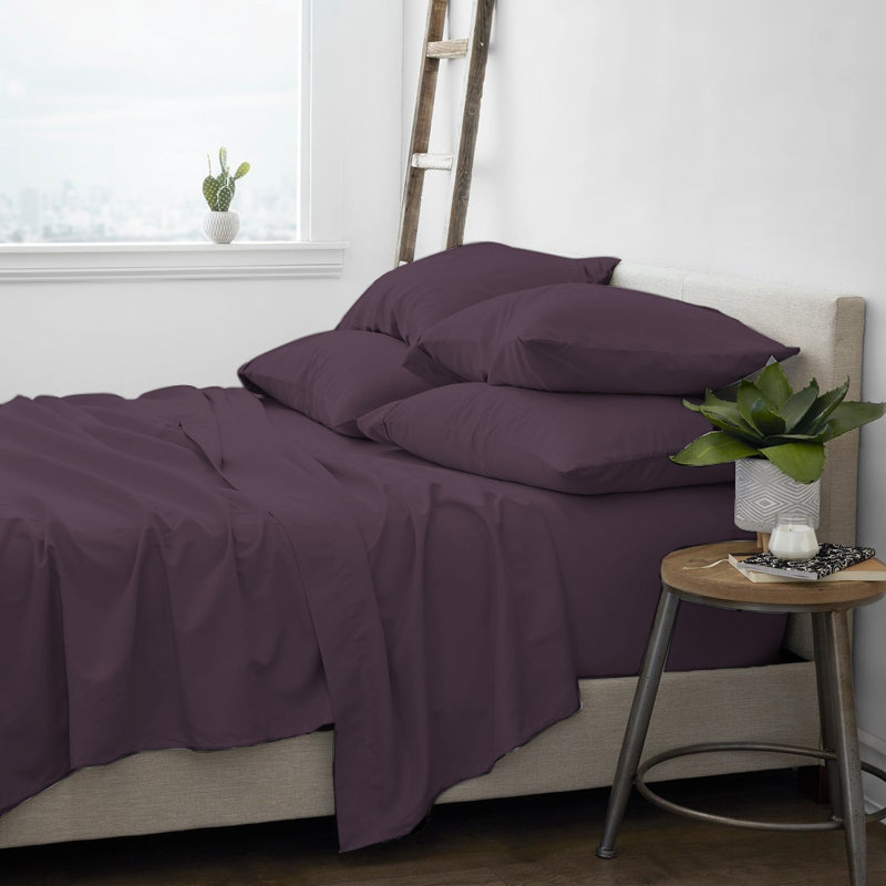 Ensemble de draps en micro-fibre, Très grand californien, Mauve / aubergine