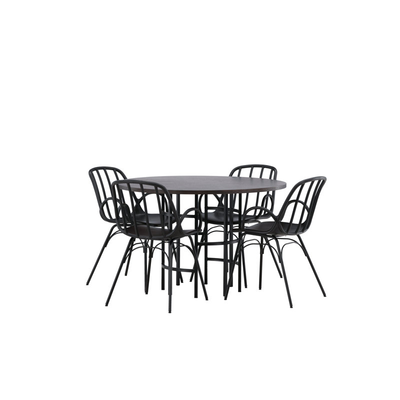 Cormac 4 - Person Dining Set, Black, Brown, Black