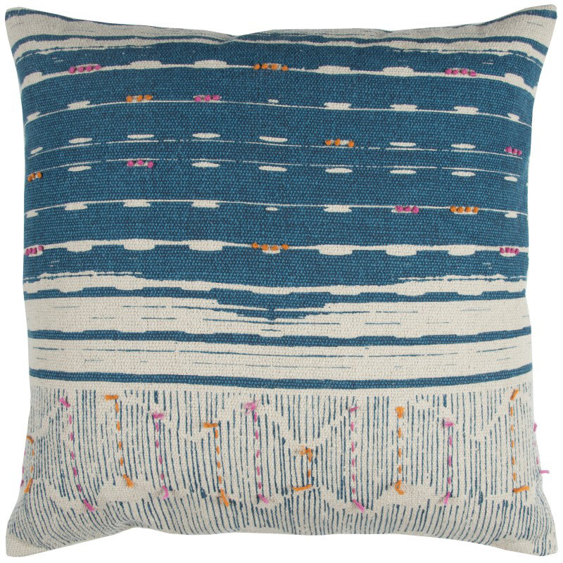 Coussin décoratif en coton, Sarcelle, L 22 po x H 22 po x P 6,5 po, Polyester