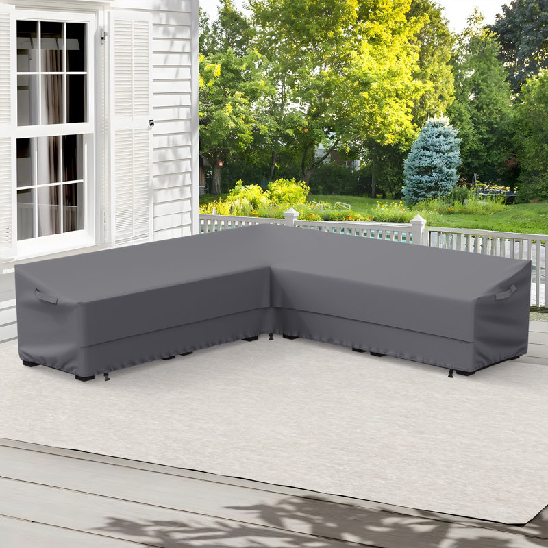 Outdoor Sectional Sofa Cover Waterproof V Shaped Patio Furniture Covers for Deck, Lawn and Backyard