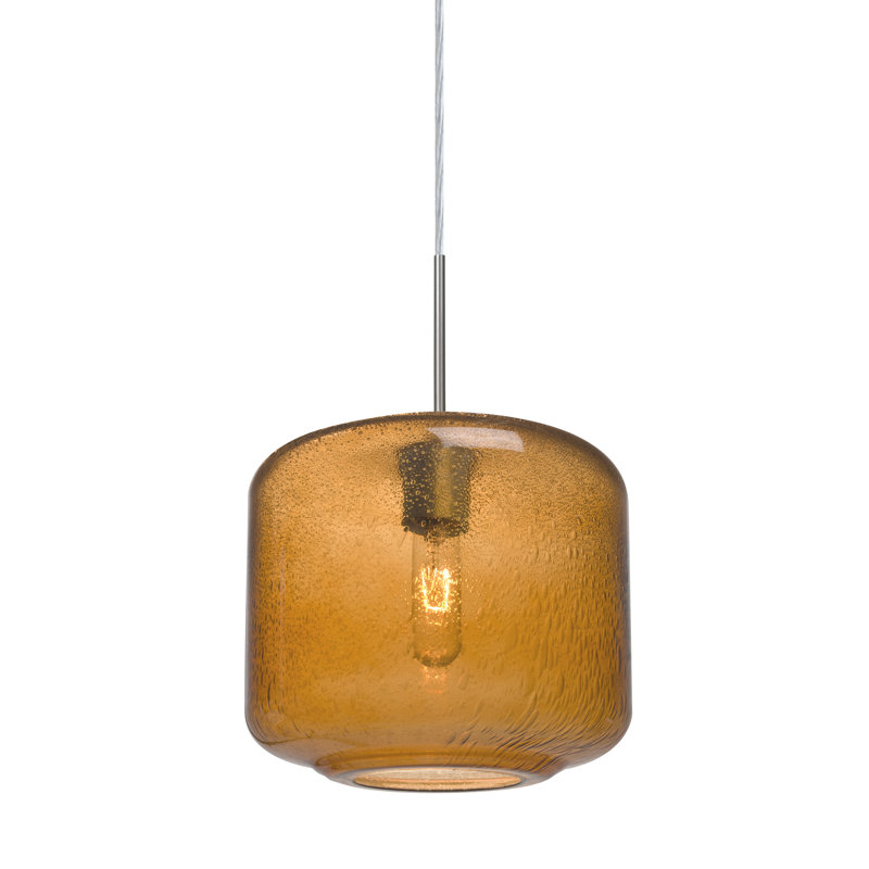 Luminaire tambour à tambour simple 1 lumières Spero, Ambre, Nickel satiné