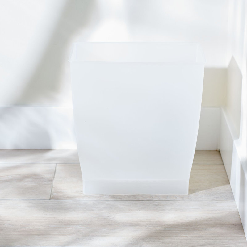 iDesign Mono Spa Rectangular Trash Can, Waste Basket, 2.5 Gallon, Frost