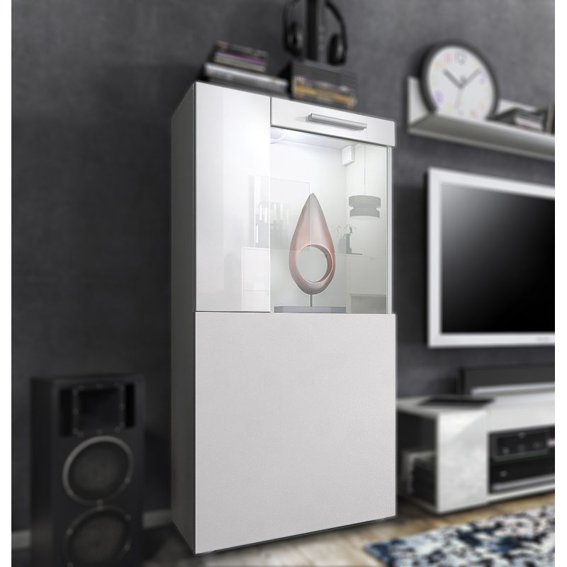 Killion Display Cabinet, Matt White, With white LED lighting