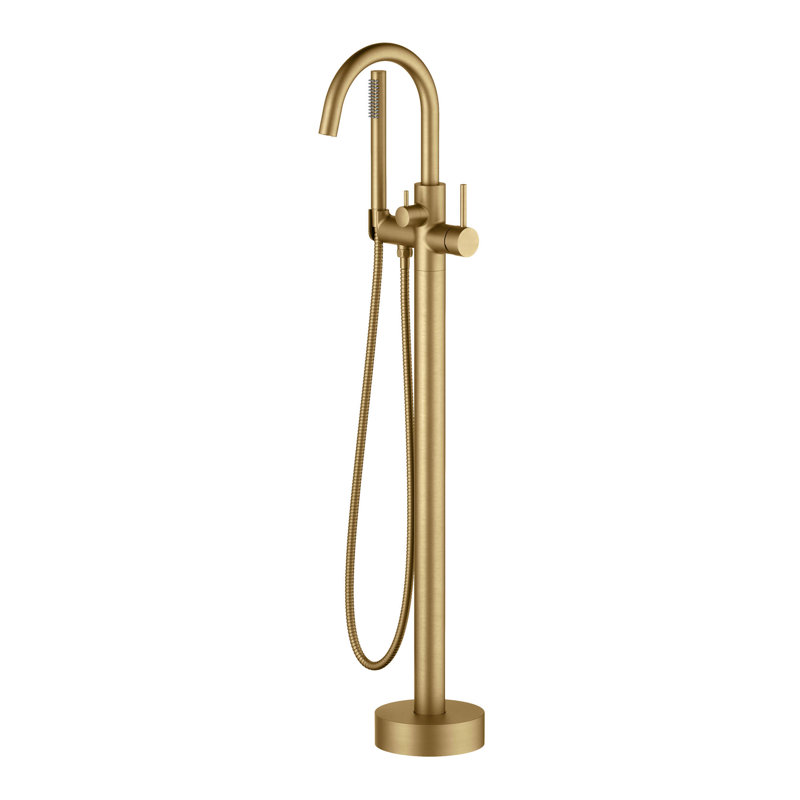 Circular Single Handle Tub Faucet, Brushed Brass