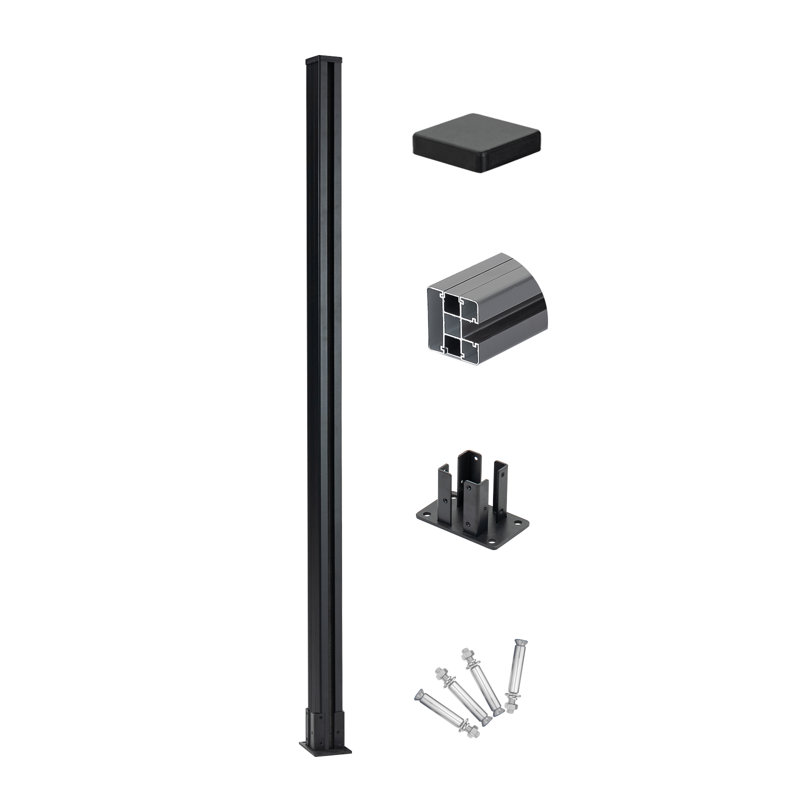 6ft H Aluminum Above Ground Fence Post - Set Of 1