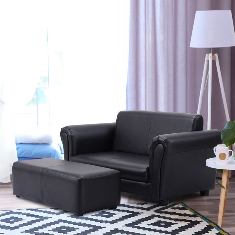 Lach Kids 8.5'' Club Chair and Ottoman, Black