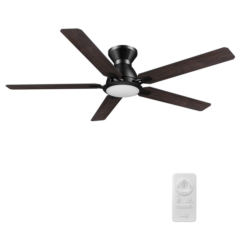  Ventilateur de plafond 52 po avec télécommande, ensemble d'éclairage inclus., Noir / noyer foncé