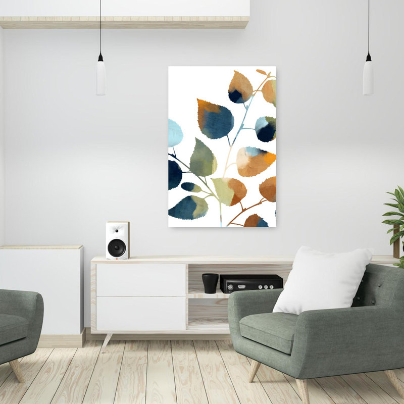 Feuilles d'automne, art mural abstrait contemporain, nature élégante, 36" H x 24" W