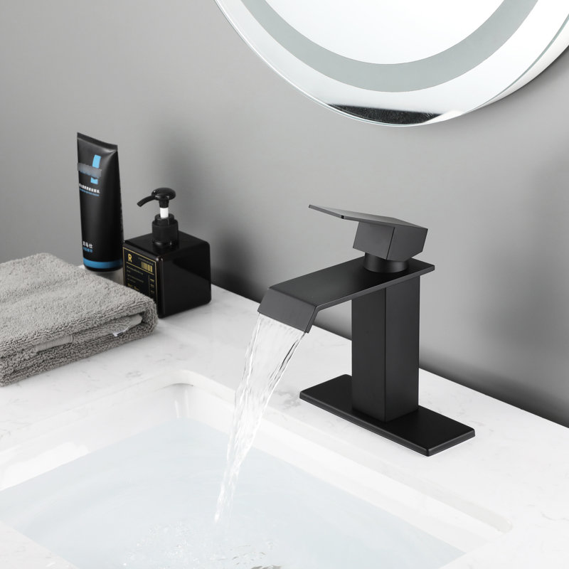 Robinet pour salle de bain Waterfall Flow, Noir mat