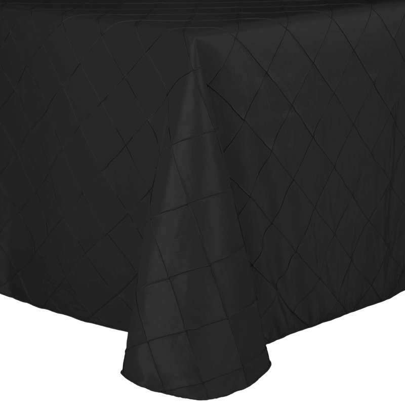 Ultimate Textile Embroidered Pintuck Taffeta Tablecloth With Rounded Corners Black, 108" Square, 1