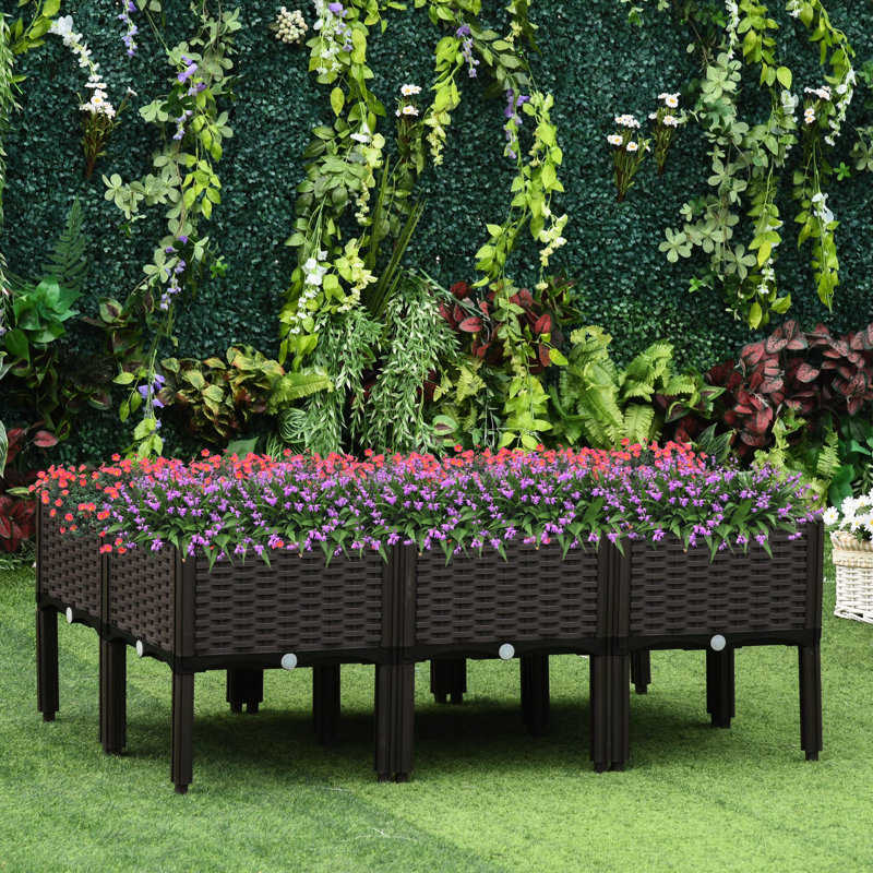 Ensemble de 6 jardinières - Boîtes à fleurs surélevées pour plantes d'extérieur