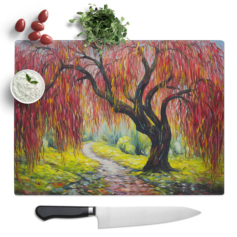 Weeping Willow Expressionism  Glass Chopping Board