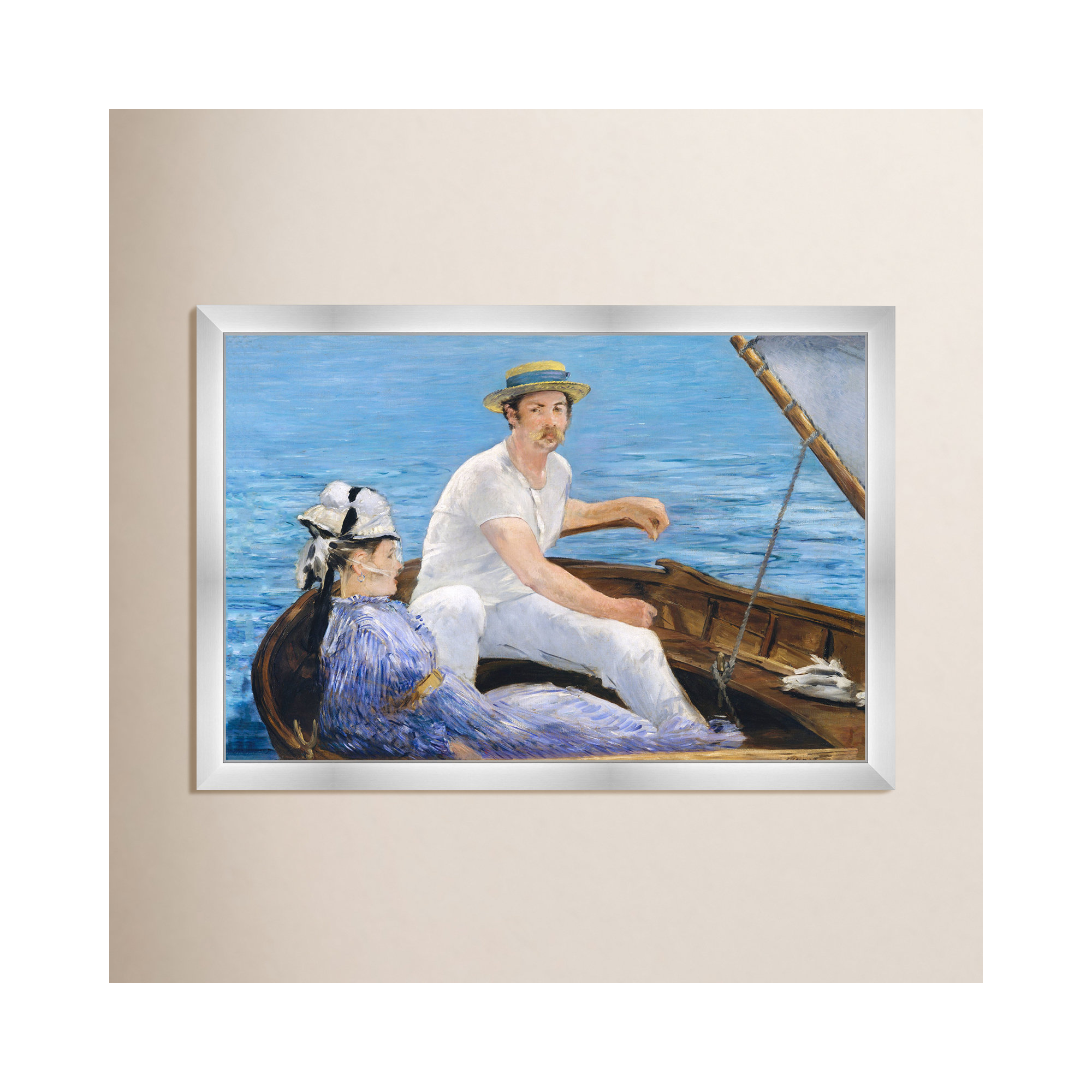 Manet - Boating 1974, Silver, 12" H x 17" W x 0.5" D