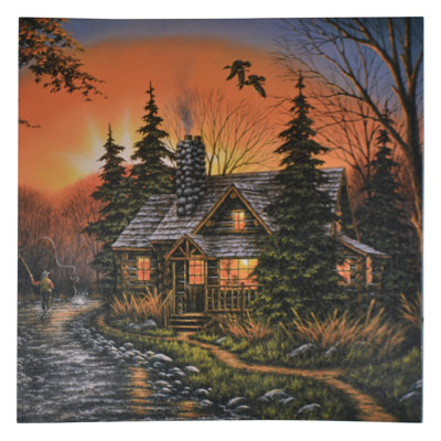 «Fisherman and Cabin», reproduction sur toile à DEL