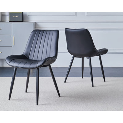 Antigua 45 cm H Tufted Faux Leather Side Chair in Black