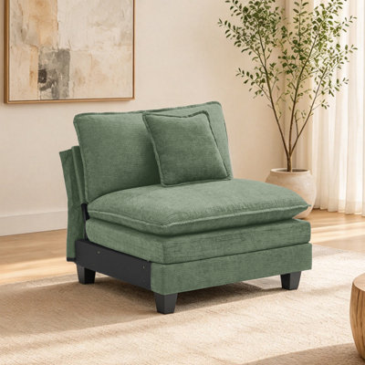 Hodson 32" Wide Modern Deep Seat Modular Accent Chair, Upholstered Single Armless Sofa Chair With Pillow