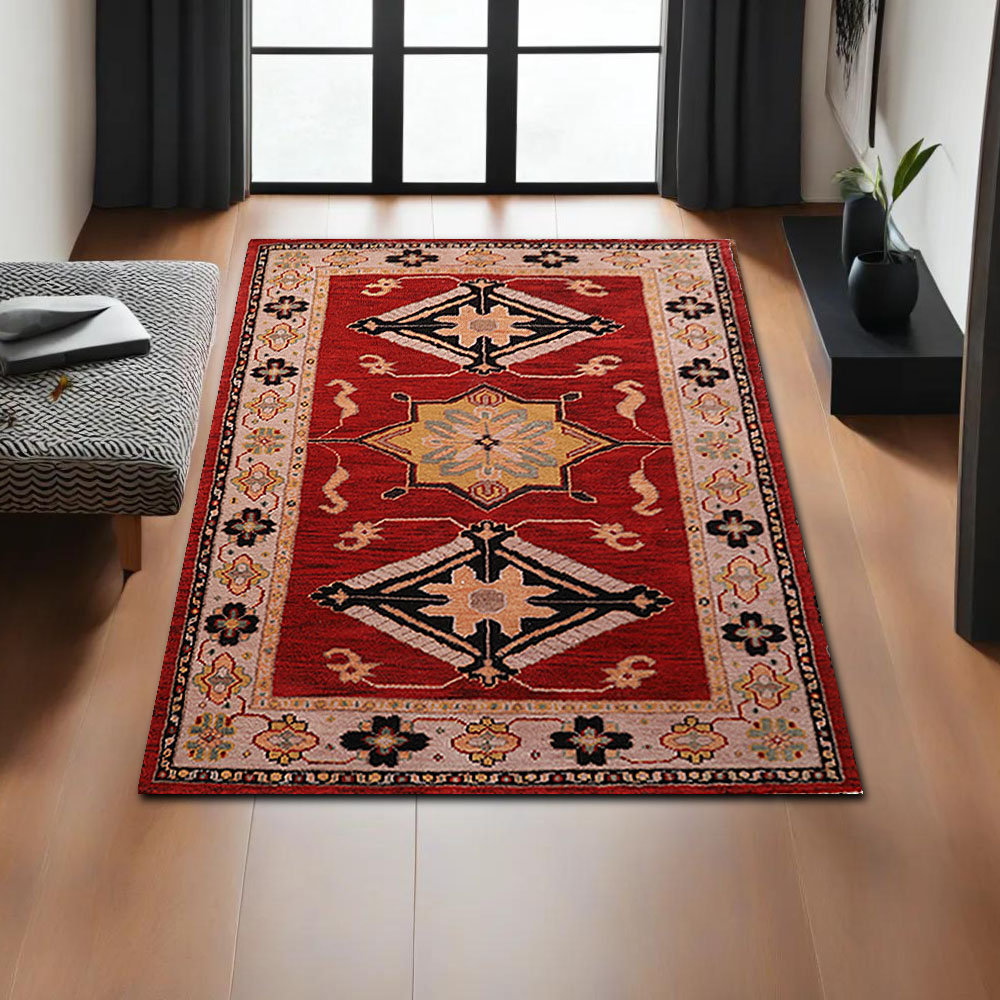 Red Beige Silk and Wool Handmade Oriental Area Rugs, Hand Knotted Bungalow Rose Rug