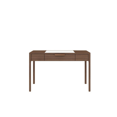 47" White and Brown Marble and Wood Computer Desk