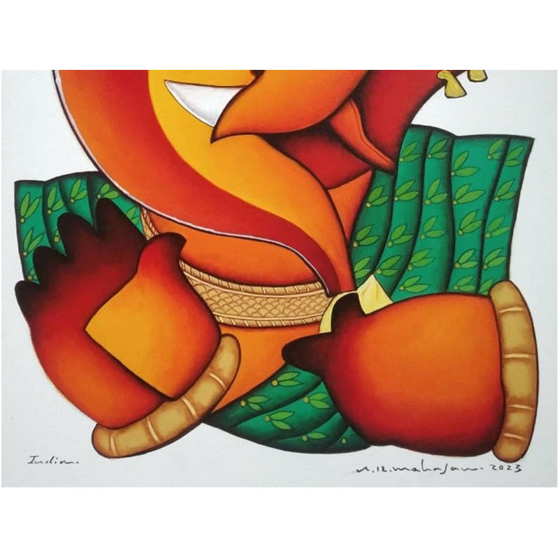 Ganesha méditatif | Acrylique sur toile | Par Arvind Mahajan