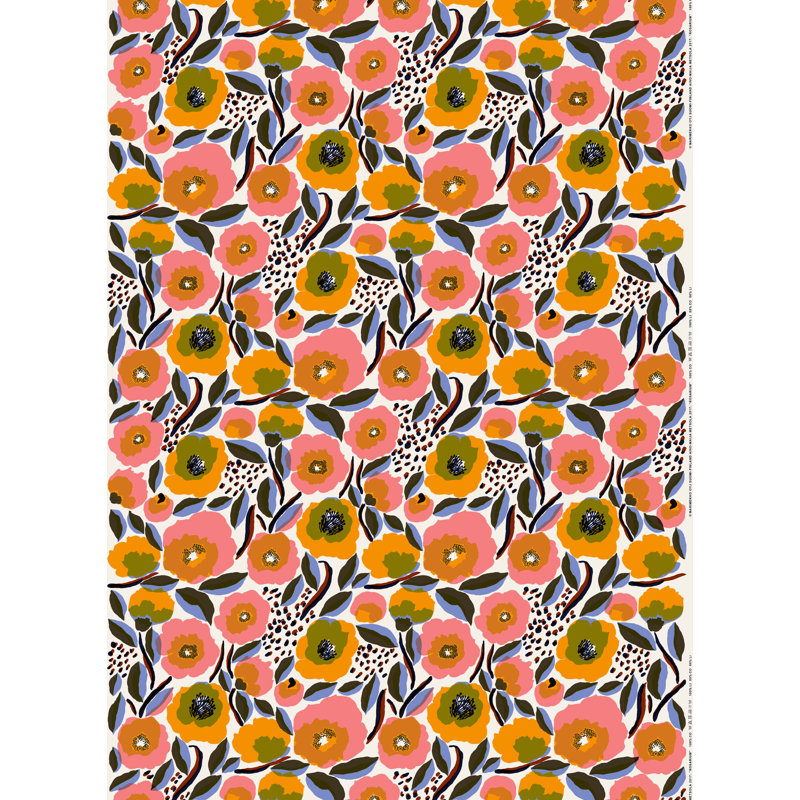Ensemble d'édredon rose en coton Marimekko Rosarium, Édredon très grand + 2 taies décoratives