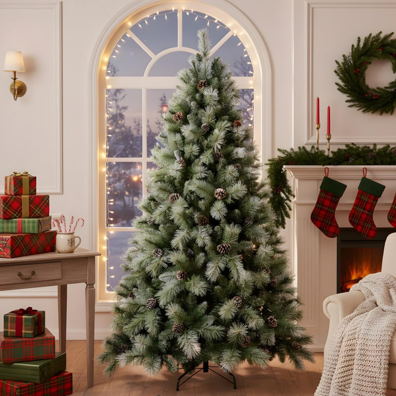 Arbre de Noël artificiel blanc 5 pi, H 5 pi
