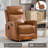 Genuine Leather Heat Massage Manual Recliner Chair with Rocker & Swivel for Living Room-1969748131