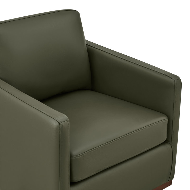 Ensemble de 2 fauteuils pivotants rembourrés Bobbi, Olive Genuine Leather, Noir