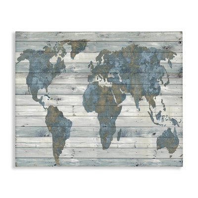 «Slate Planked Look Weathered World Map - Floater Frame», impression