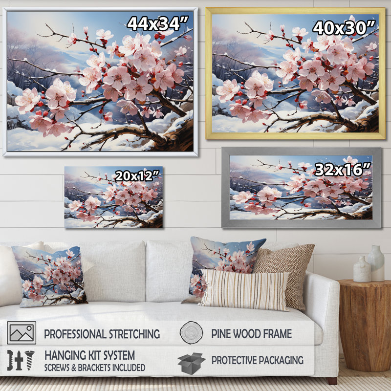" Winter Blossoms II ", Wrapped Canvas, 24" H x 32" W x 1" D