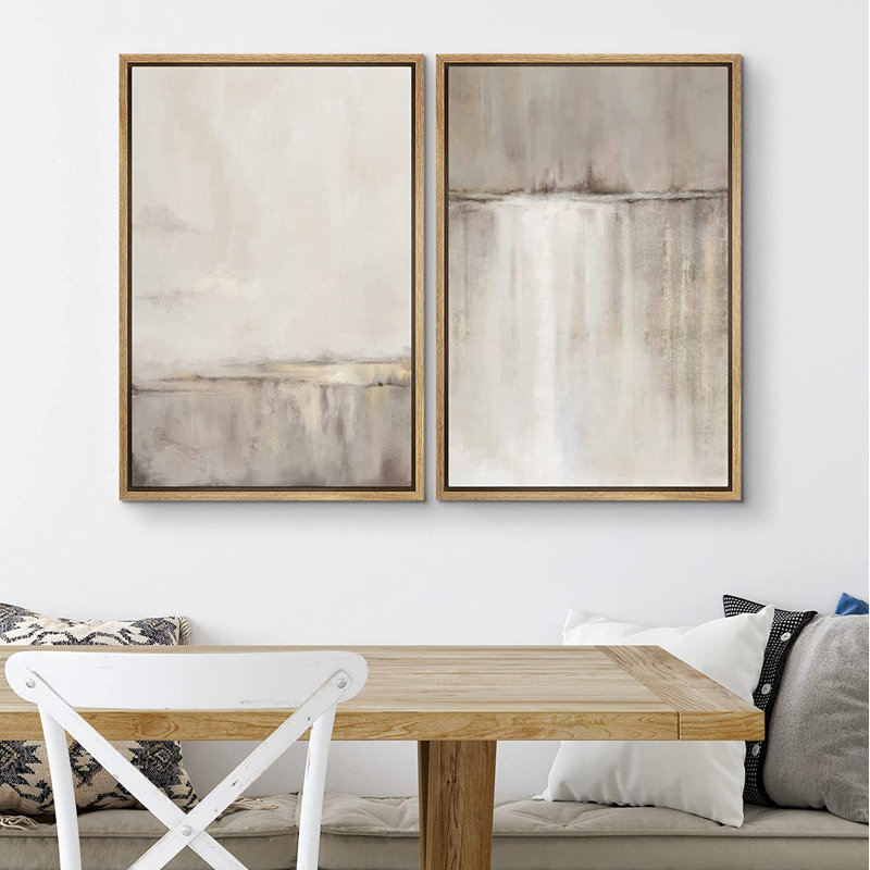 "Grunge Duotone Tan", paysage minimaliste, art mural encadré sur toile, 2 pièces, H 36 po x l 24 po, Naturel