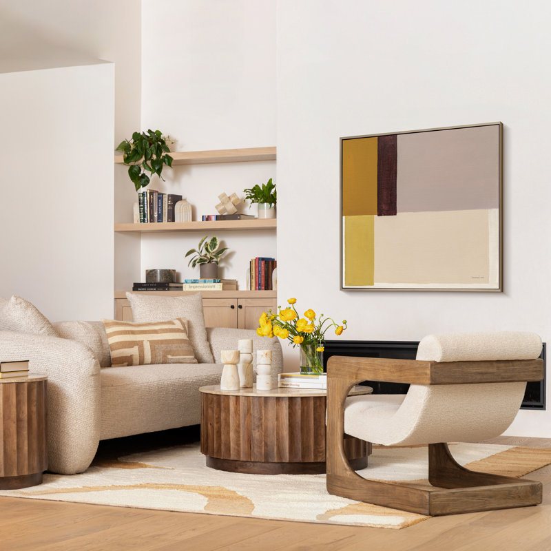Table basse Milburn Travertine, naturel et brun moyen