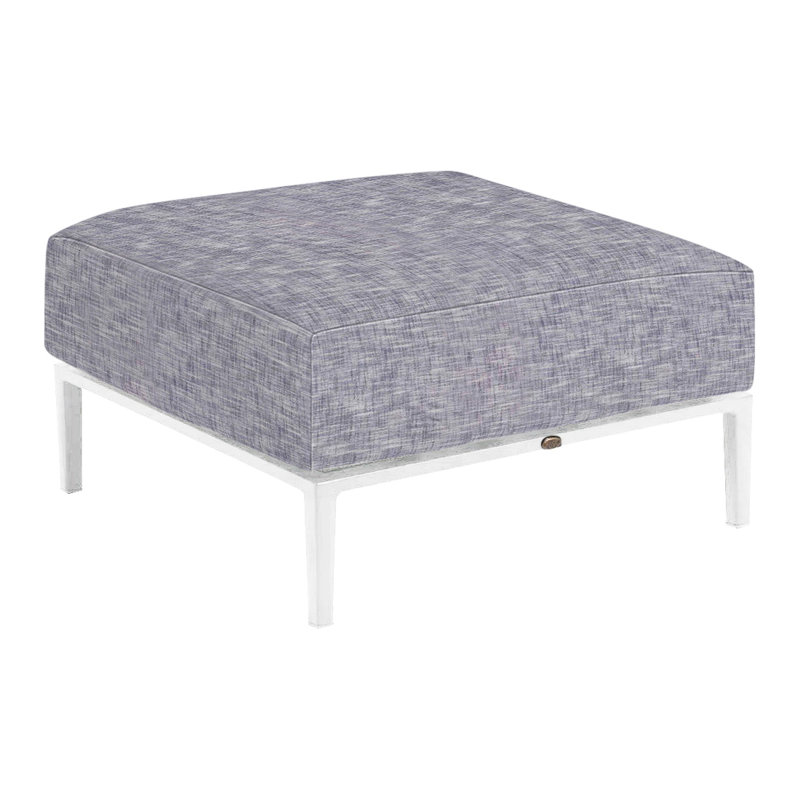 Havana Outdoor Ottoman with Cushion, No welt + Standard fill, Chalk/Natural Resin, Verona Fossil