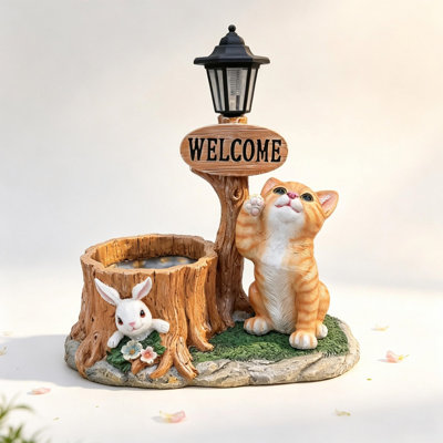 Statue de chat mignon pour jardin, sculpture décorative pour l'intérieur et l'extérieur