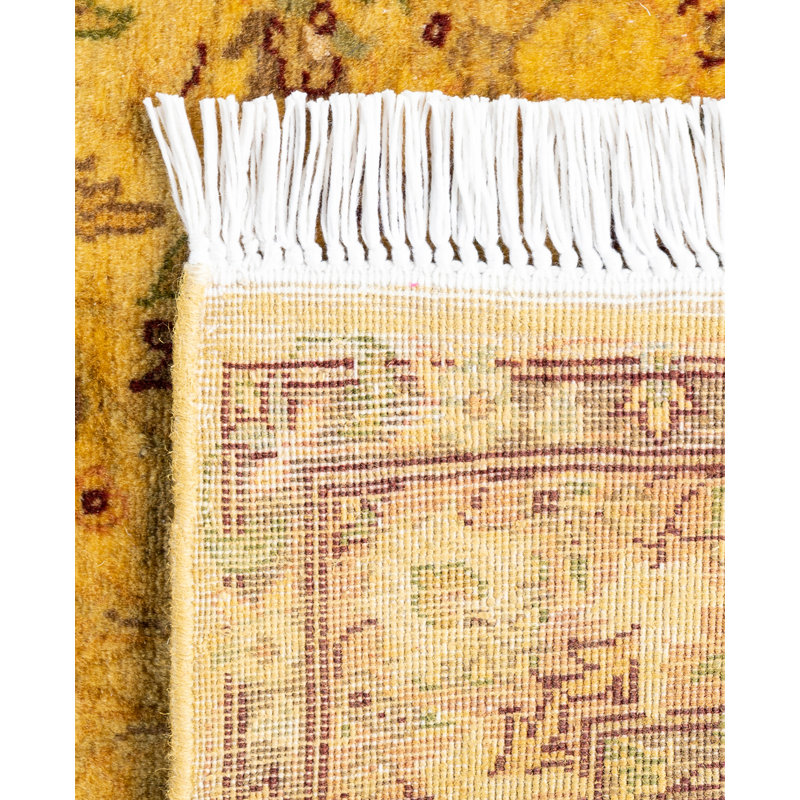 Overdyed Hand-Knotted Wool Modern-Contemporary Yellow Runner 2' 7" x 11' 3"