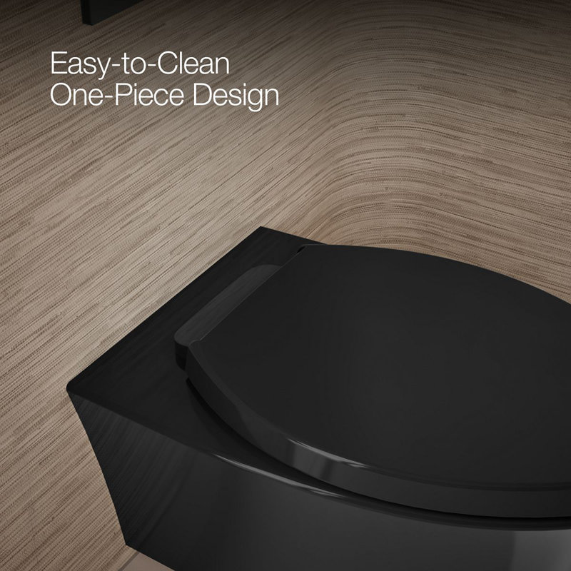 Veil Wall-Hung Compact Elongated Toilet, Dual-Flush, Black