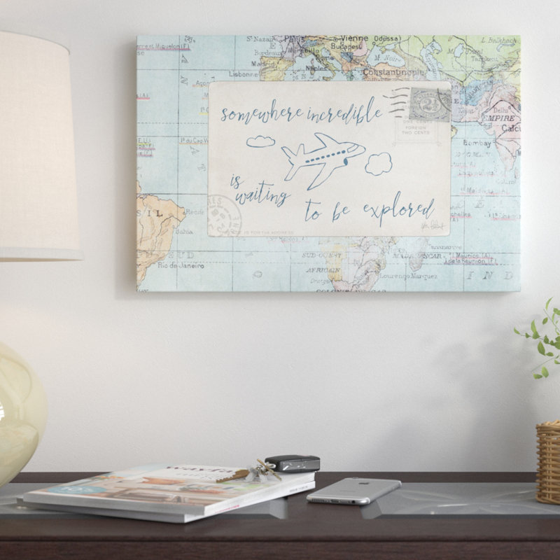 «Travel Posts IV», impression sur toile, H 12 po x l 18 po x P 1,5 po, Toile tendue, Aucun mat