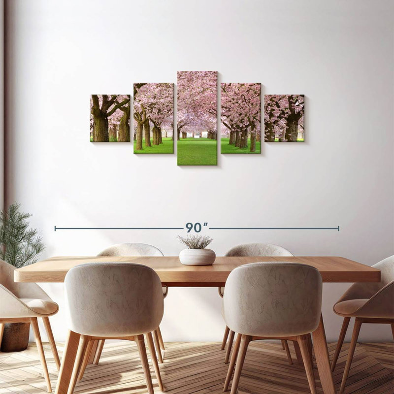 Cerisiers en fleurs, H 30 po x l 68 po