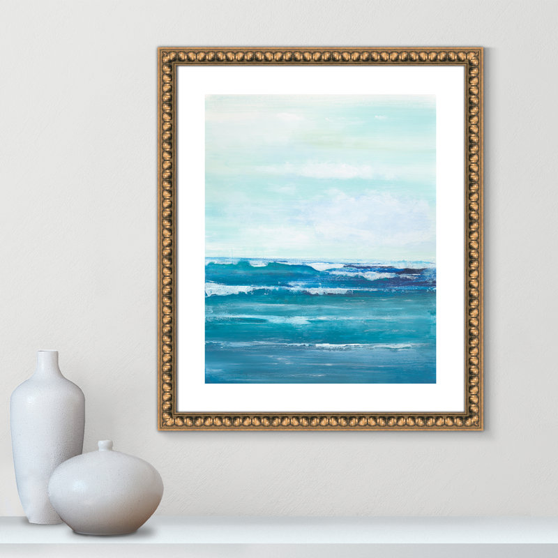 Distant Waves by Filippo Ioco, Gold Bead Framed Paper, 25.5" H x 21.5" W x 1.13" D
