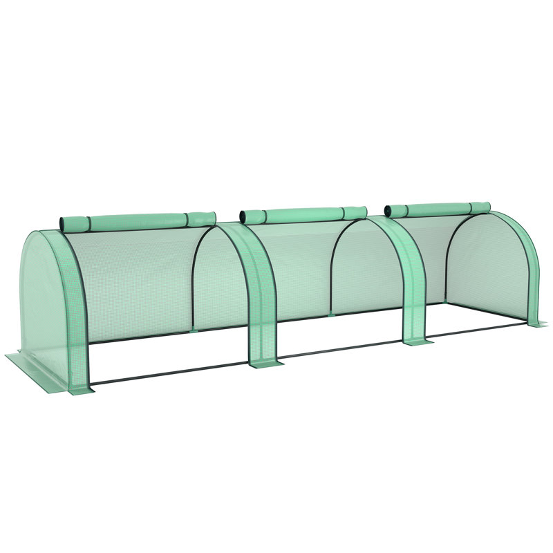 Mini serre à tunnel avec abri de jardin en PE vert, H 31,5 po x l 137,8 po x P 39,4 po