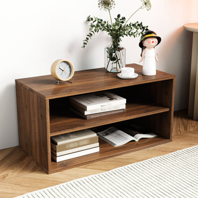 Armoire de rangement empilable - montée, 27,5 * 13,89 * 14,44 pouces, idéale pour l'organisation à la maison, les livres de magasin, les vêtements, les cadres, les souvenirs, l'abat-jour en noyer, le panneau de particules et la fixation