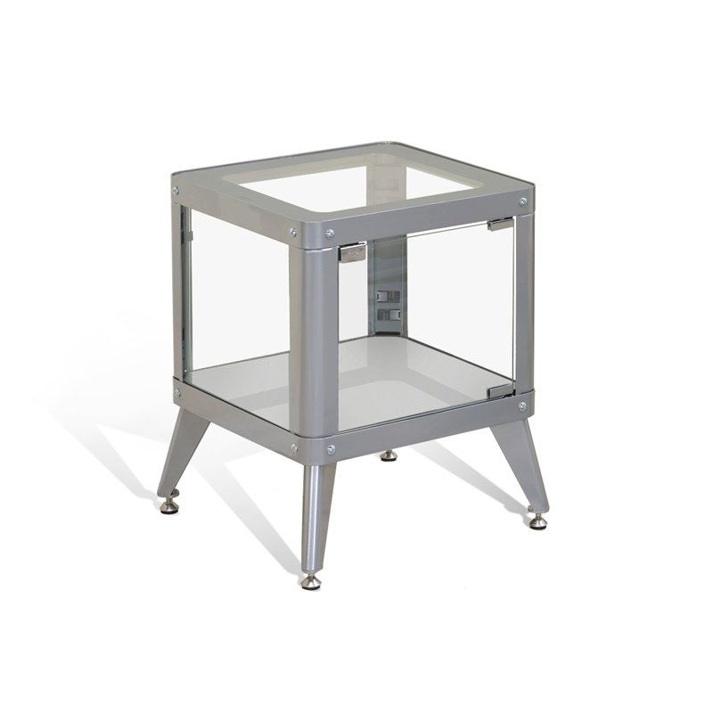 Swartz Glass Top End Table, Silver