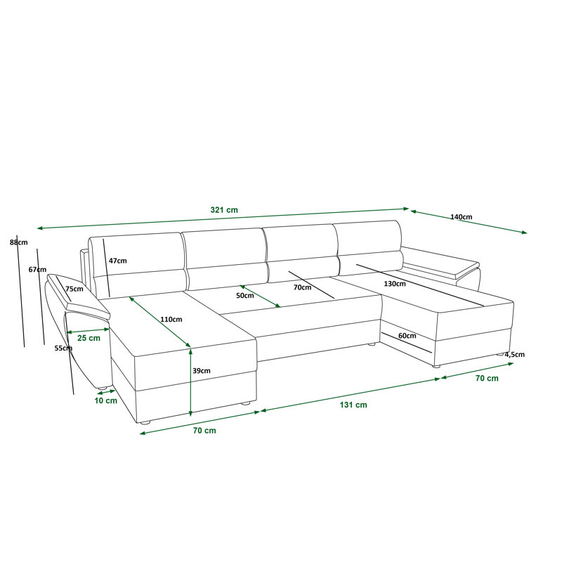 Berk 5 Seater Corner Sofa , Black/Red - Rainbow15/Rainbow22