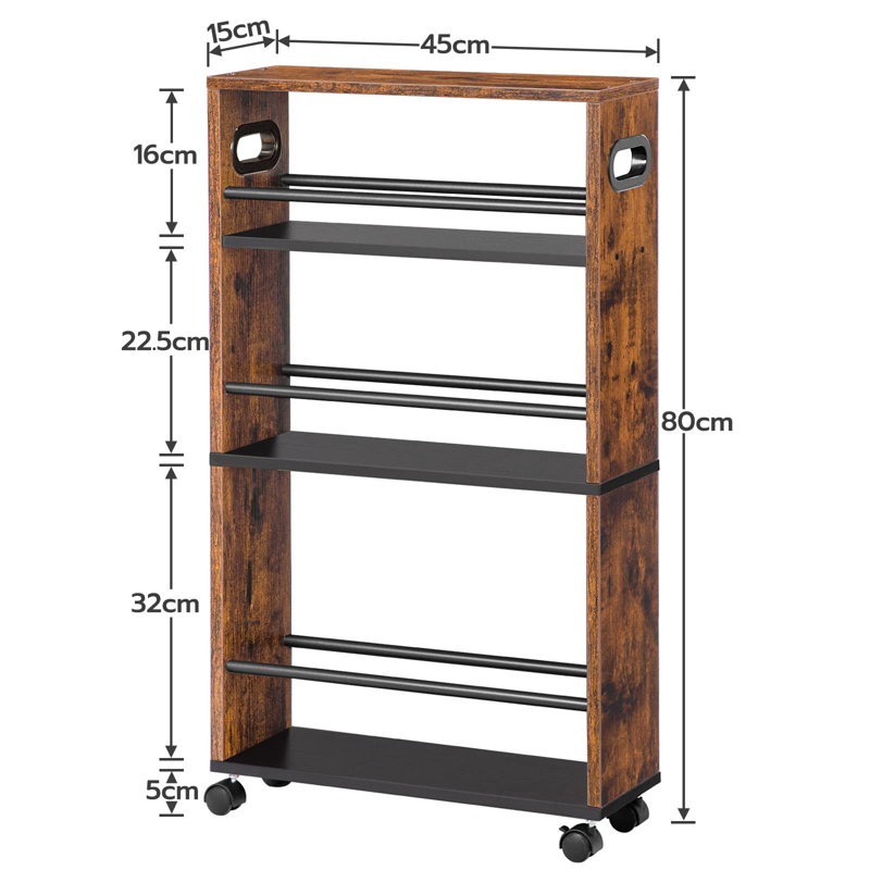 80cm H x 45cm W Utility Cart, Rustic Brown
