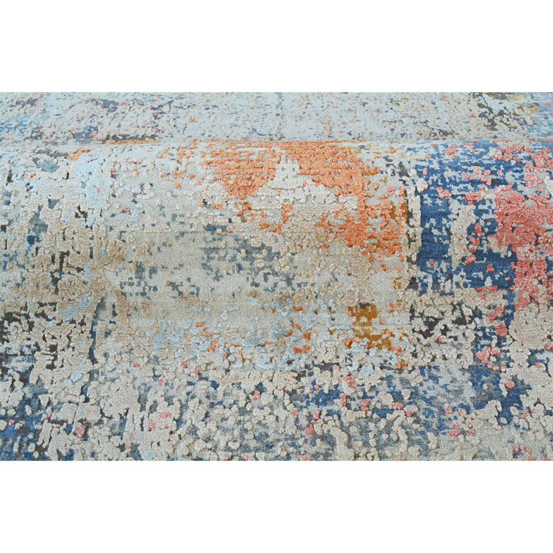 Hand Knotted Area Rug, Rectangle 4' x 6'